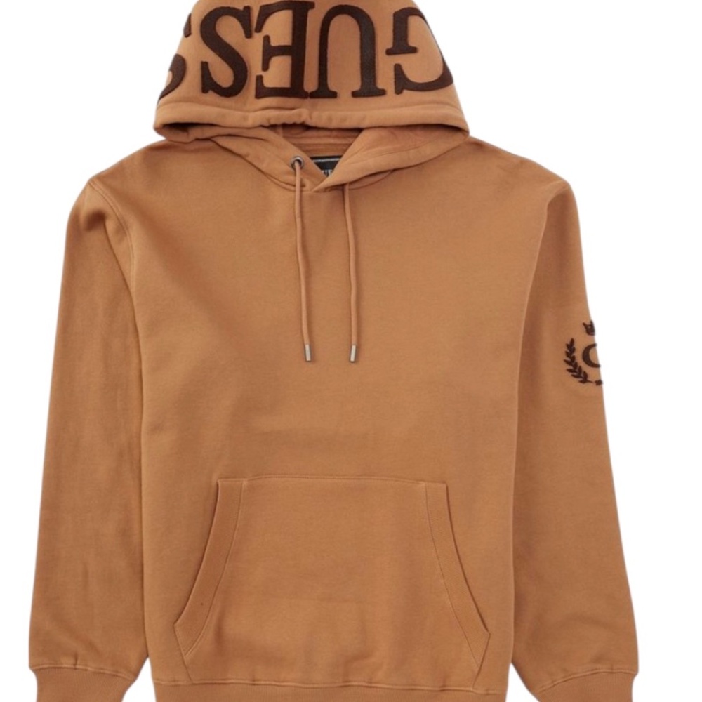 Guess Men's Chenille‎ Logo Hoodie Coconut Latte New , S,M,L pick size